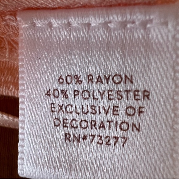 LC LAURA CONRAD Sheer Peach Square Neck Peasant Boho Top Women's Size M - Picture 15 of 16